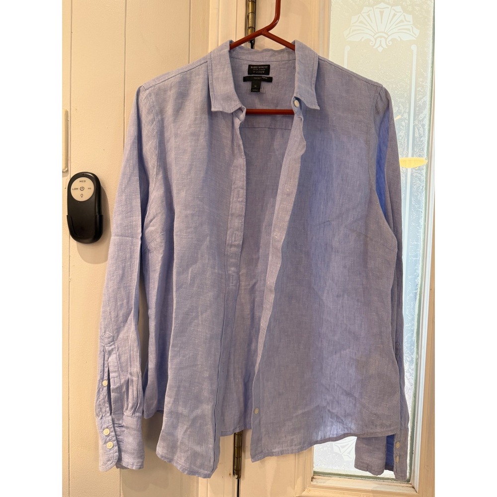 J.Crew Baird McNutt Irish Linen Perfect Shirt Light Blue Button Down G0615 10